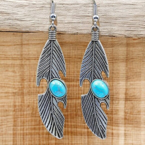 Silver Feather Earrings - Picture 1 of 4